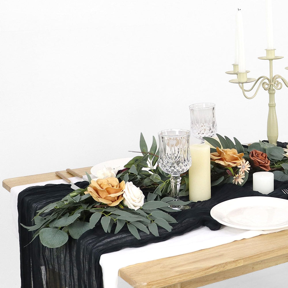 Cheesecloth Table Runner Black 36x120 Inches Gauze Table Runner Cheese Clothes Table Runner Rustic Cheesecloth Table Cloth for Wedding Boho Centerpieces for Tables Black Halloween Party Decoration