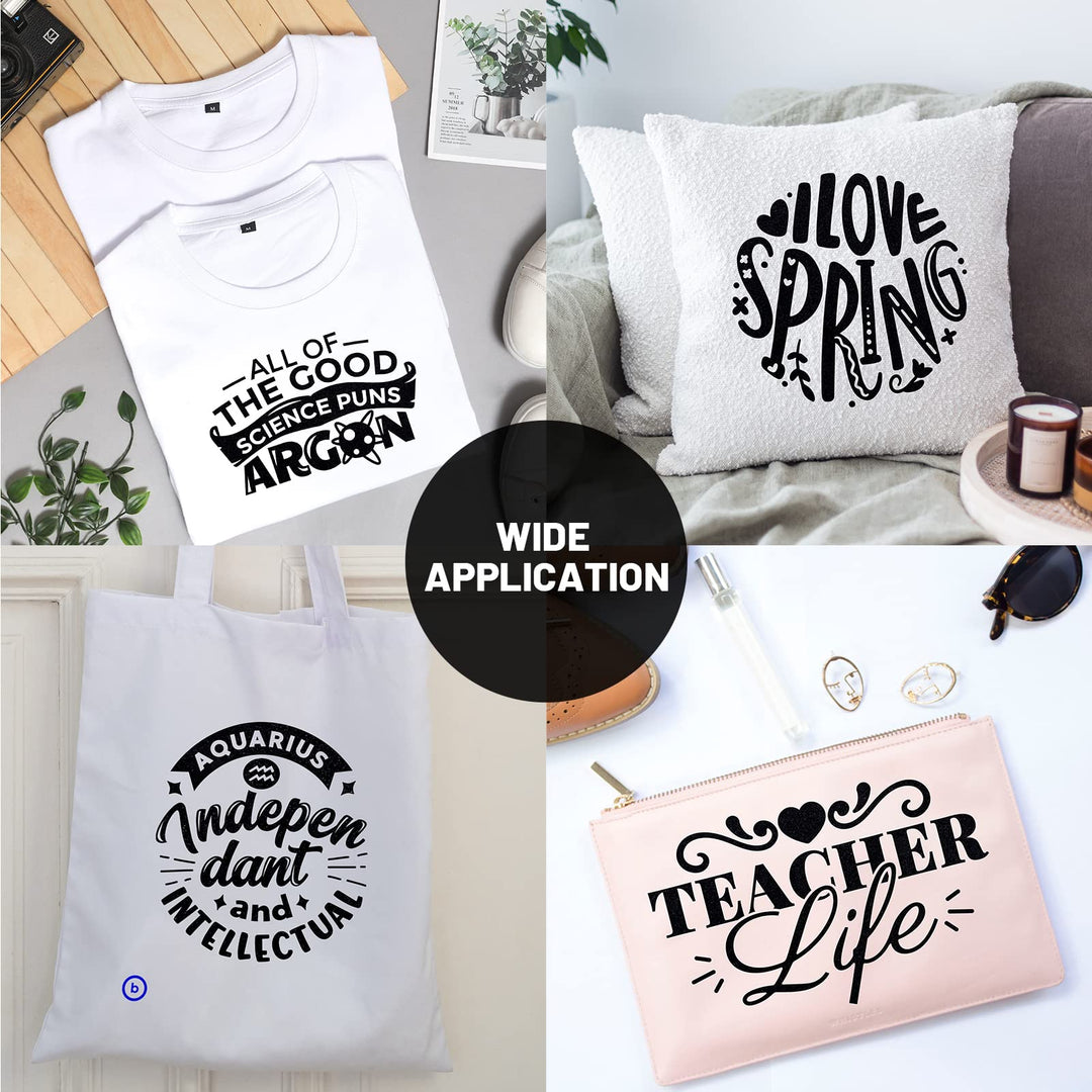 Flock Vinyl,Puff Heat Transfer Vinyl Black Iron on Vinyl for CRI - 9.8 inches x 6 Feet HTV Vinyl Roll for Vinyl Cutter,DIY T-Shirt and Other Fabric