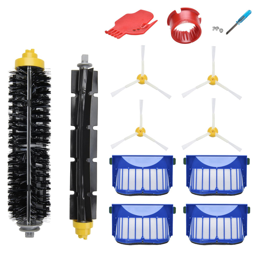 Replacement Accessories Kit Compatible for iRobot Roomba 675 677 671 655 645 Robotics,4 Filter,4 Side Brush,1 Bristle and Flexible Beater Brush,2 Cleaning Tool