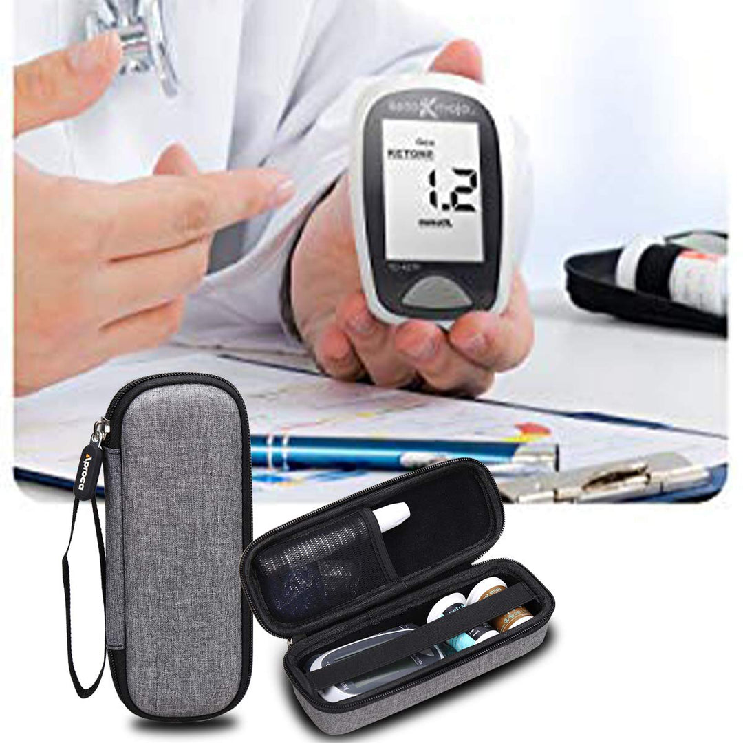Aproca Hard Storage Travel Case, for Keto-Mojo Blood Ketone Test Strips Precision Measurement (Grey)