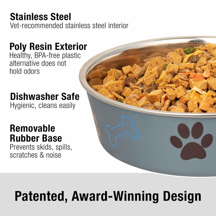 - Bella Bowls - Dog Food Water Bowl No Tip Stainless Steel Pet Bowl No Skid Spill Proof (Medium, Blueberry Blue)