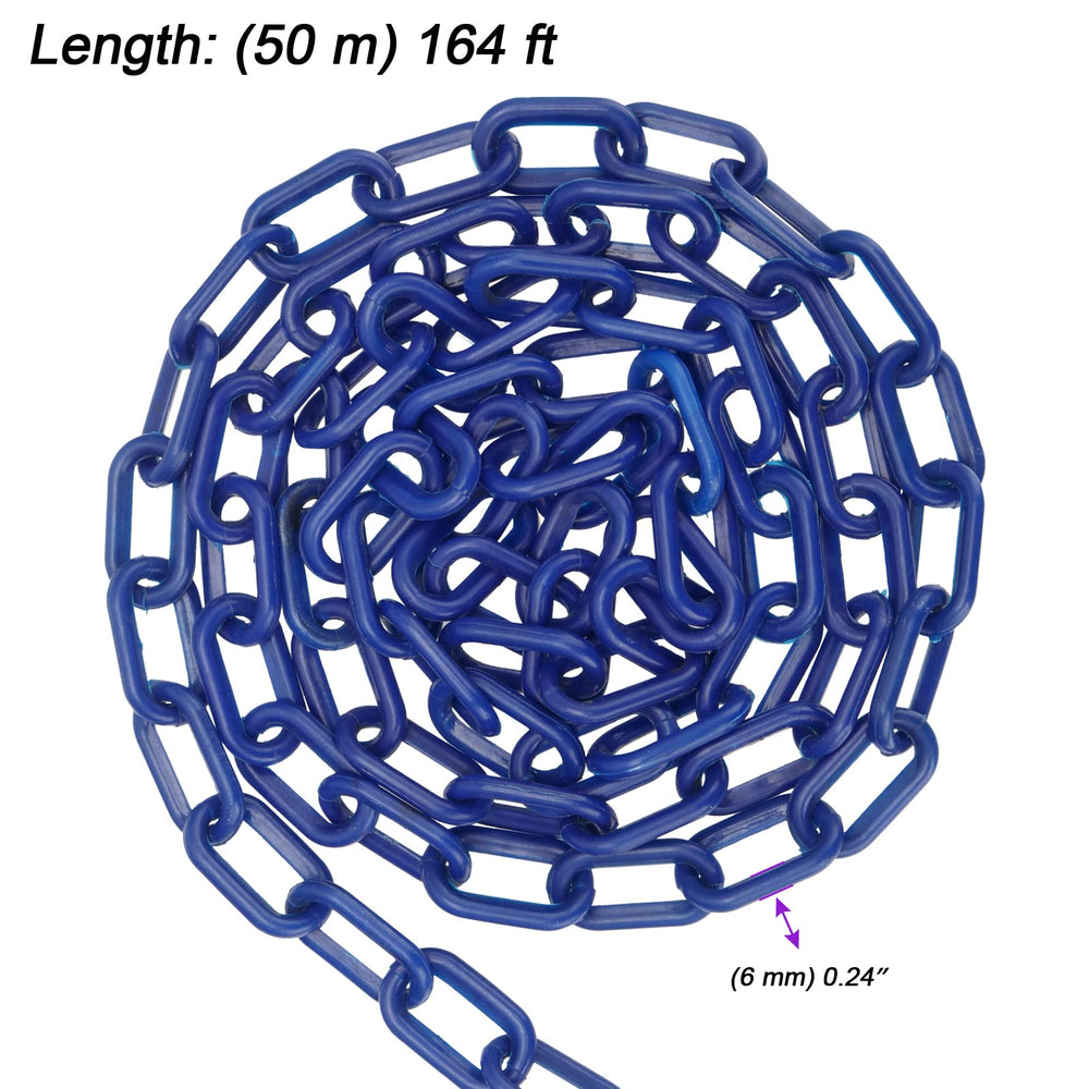 164 ft x 1.4 Inch Blue Plastic Chain Links, Plastic Safety Barrier Chains for Halloween Chain, Prop Chains, Crowd Control, Decoration Chains