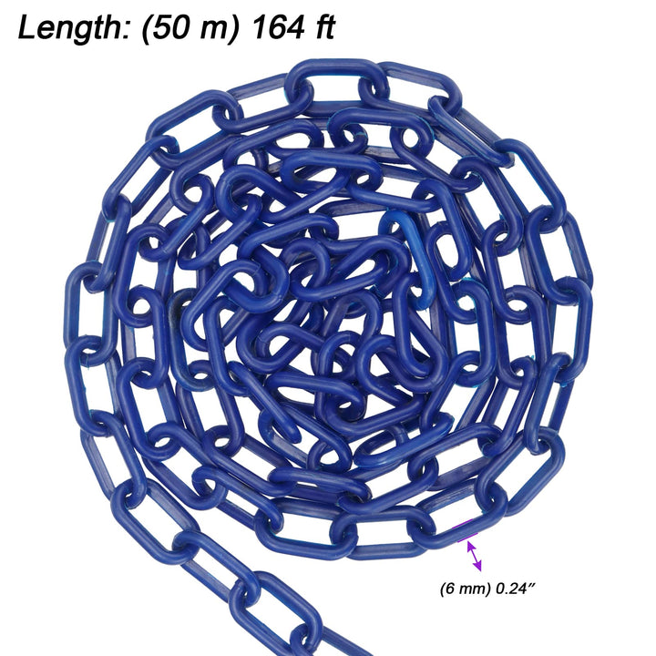 164 ft x 1.4 Inch Blue Plastic Chain Links, Plastic Safety Barrier Chains for Halloween Chain, Prop Chains, Crowd Control, Decoration Chains