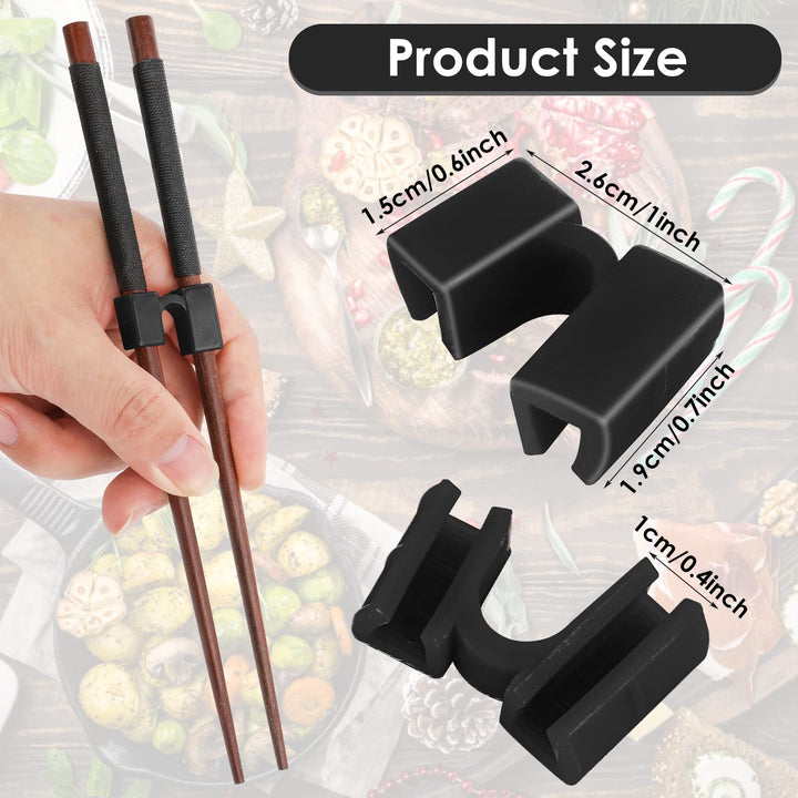 5 Pieces Reusable Chopsticks Helpers Training Chopstick Hinges Connector Practice Chinese Chopstick Helper for Adults, Kids, Beginner, Trainers (Black)