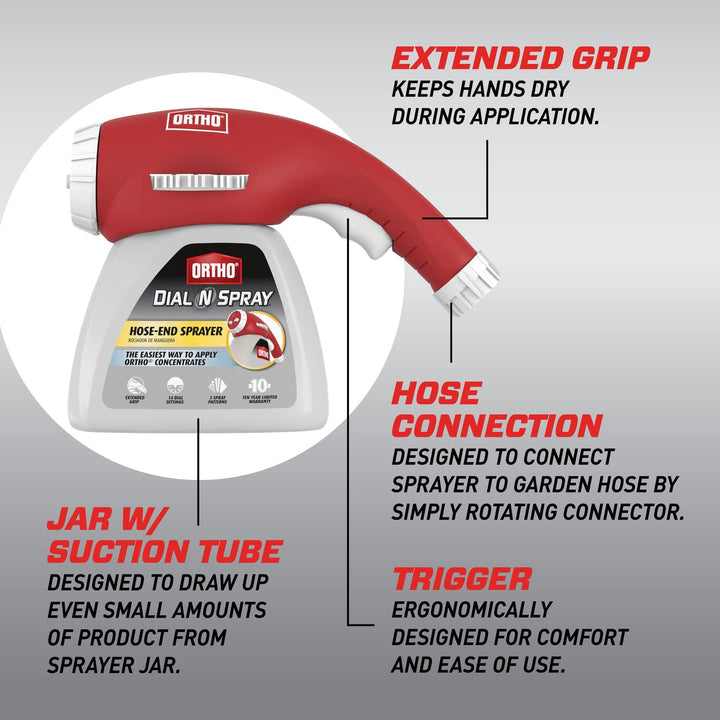 Dial N Spray Hose-End Sprayer for Liquid Weed and Insect Killer, Fungicide, Fertilizer with 14 Dilution Settings