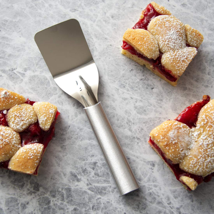Rada Cutlery Mini Dessert Server - 7-1/2 Inch Stainless Steel Small Spatula with Aluminum Handle