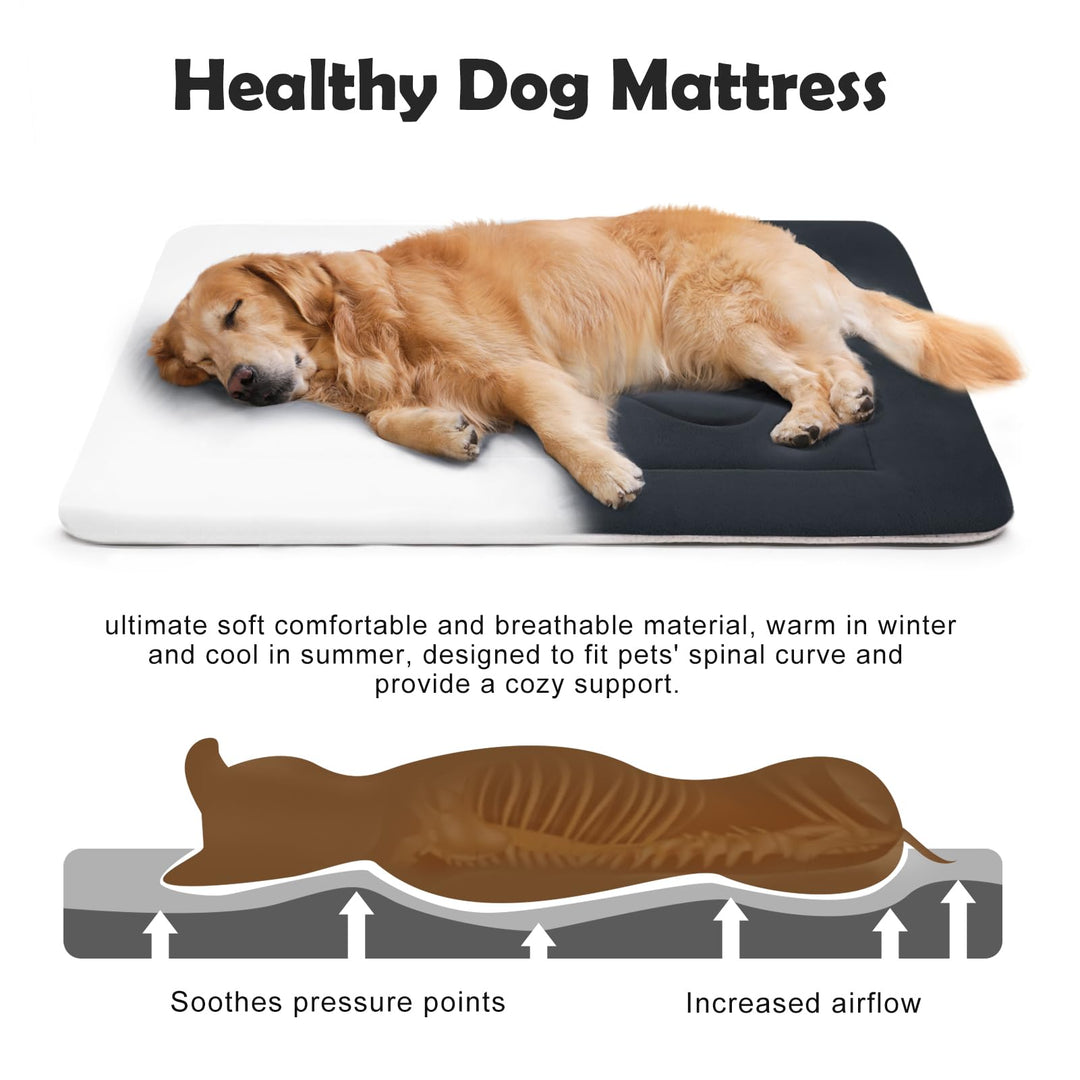 Large Dog Bed Soft Dog Crate Pad Mat 42 in Non-Slip Bottom Washable Dog Sleeping Mattress Pet Beds Cat Bed Kennel Pad, Dark Gray