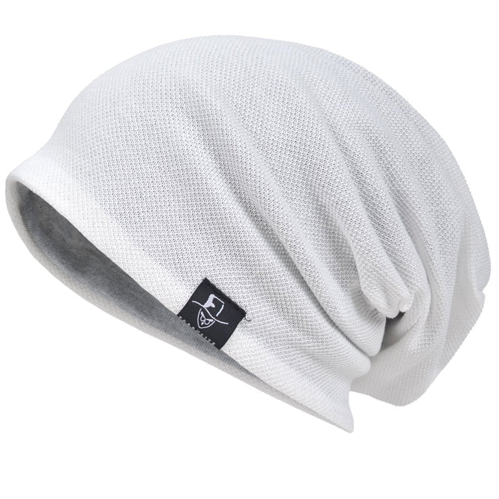 Men Slouch Hollow Beanie Thin Summer Cap Skullcap (Solid White1)