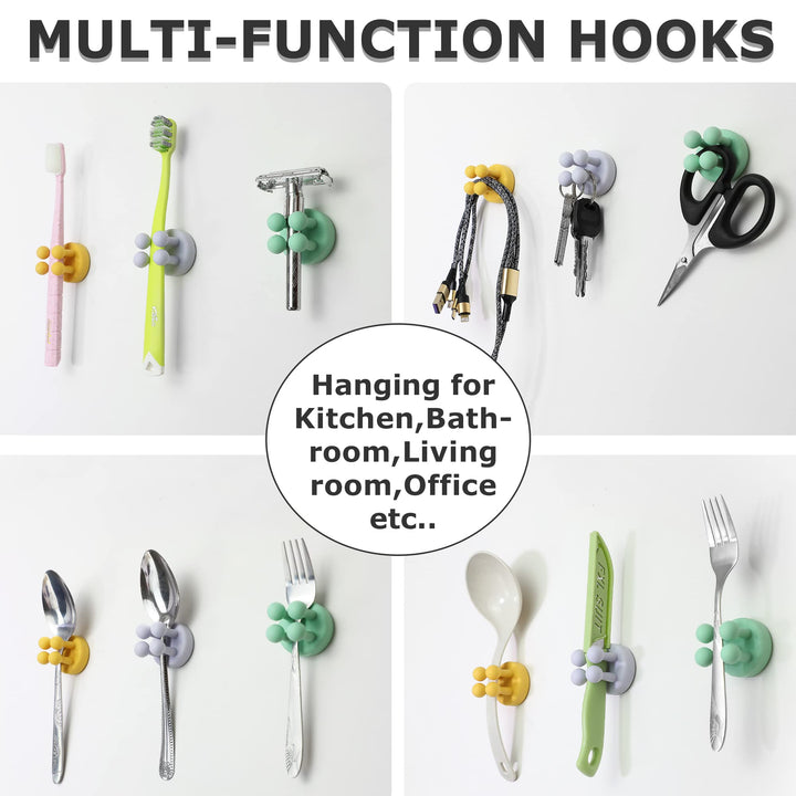 4 pcs Silicone Toothbrush Holder Multi-Function Hook Wa