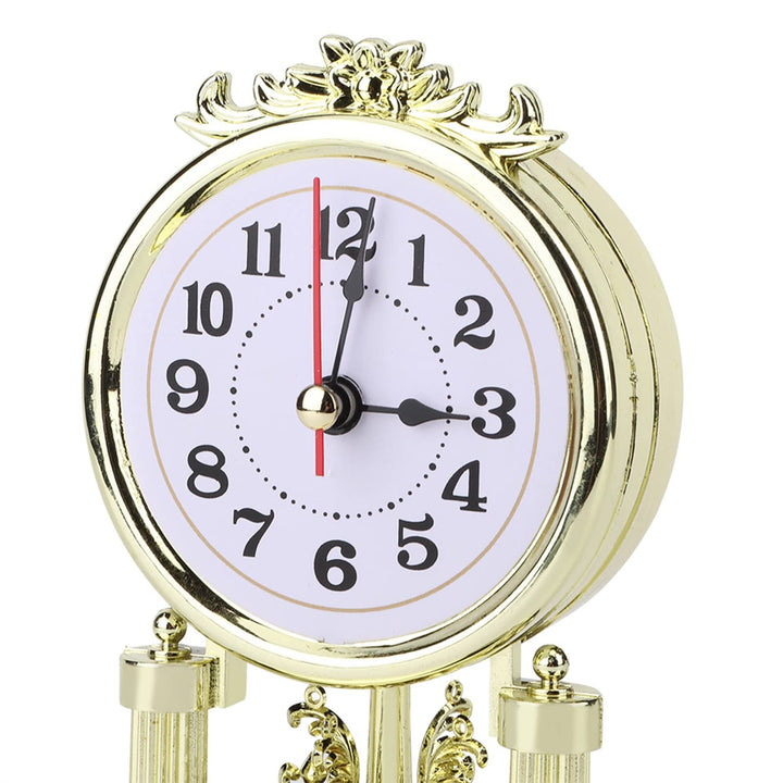 Mantel Clock Table Clocks for Living Room Decor Antique Wall Clock Baroque Retro European Table Clock for Home Hotel Decorative Retro Round Silent Desk Alarm Clock(Gold)