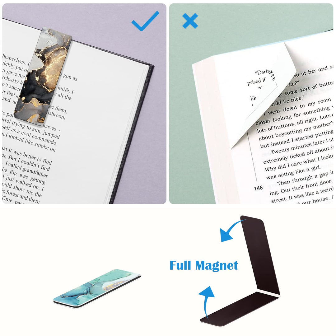Magnetic Bookmarks for Women Men Magnet Page Markers Assorted Book Markers for Book Lovers Students Teachers Adults Kids for School Home Office Reading Stationery,10 Marble Designs