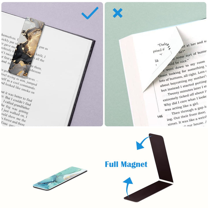 Magnetic Bookmarks for Women Men Magnet Page Markers Assorted Book Markers for Book Lovers Students Teachers Adults Kids for School Home Office Reading Stationery,10 Marble Designs