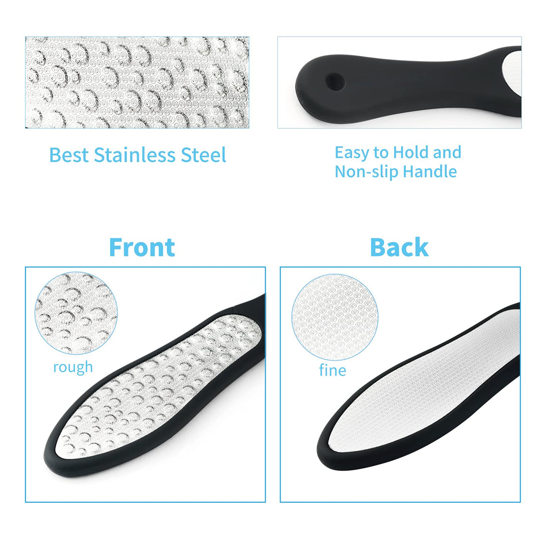 Foot File for Dead Skin, Double Sided Foot Rasp Callus Remover for Wet and Dry Feet, Professional Foot Care Pedicure Tool with Stainless Steel File to Remove Hard Skin.