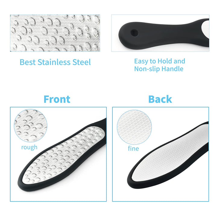 Foot File for Dead Skin, Double Sided Foot Rasp Callus Remover for Wet and Dry Feet, Professional Foot Care Pedicure Tool with Stainless Steel File to Remove Hard Skin.