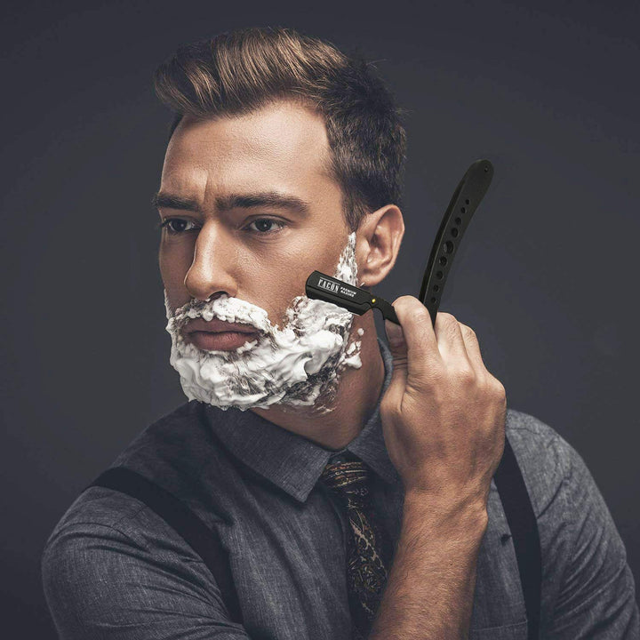 100 BLADES + Facón Professional Classic Straight Edge Barber Razor - Salon Quality Cut Throat Shavette