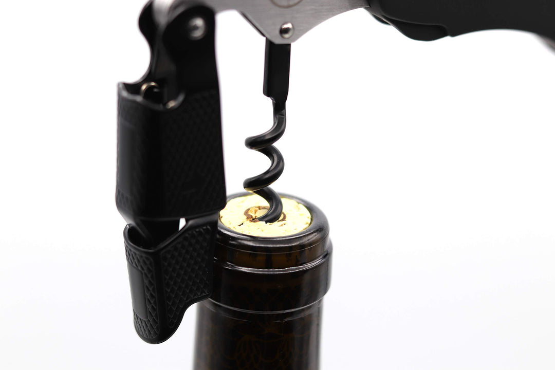 Wise Products Premium Professional Corkscrew Wine Bottle Opener Black Edition for Wine Lovers, Sommeliers, Waiters and Bartenders Eco friendly pouch and packaging.(1 PACK)