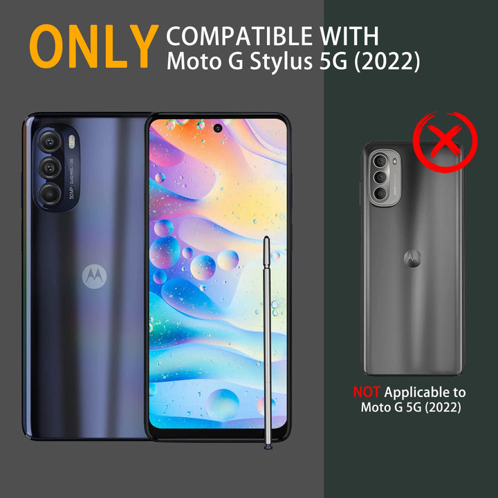 for Motorola G Stylus 5G 2021 Case, Military Grade Protection Shockproof Case with Tempered Glass HD Screen Protector and Kickstand Compatible with Moto G Stylus 5G Phone 6.8 Inch (Black)