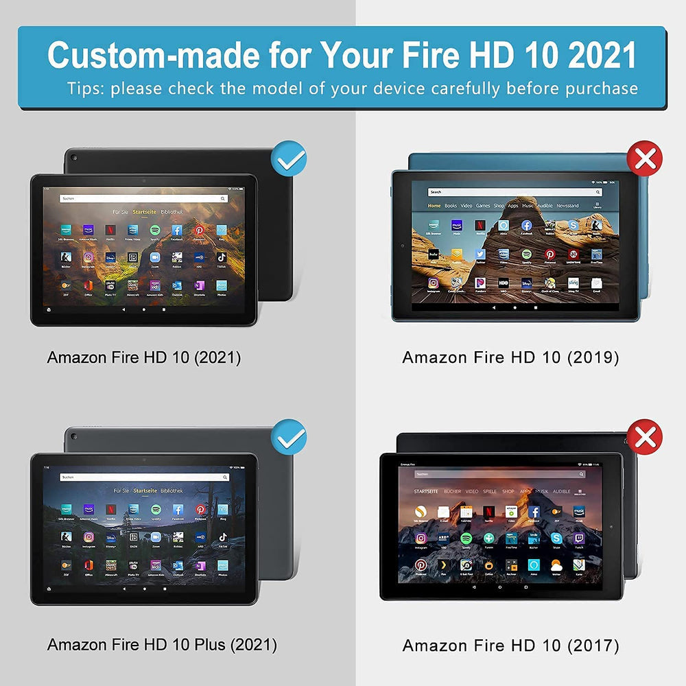 New Fire HD 10 & 10 Plus Tablet Case (11th Gen, Released 2021) - Shock Resistant Slim Light Tri-Fold Stand Tablet Case with Auto Wake/Sleep (Dark Green-2)