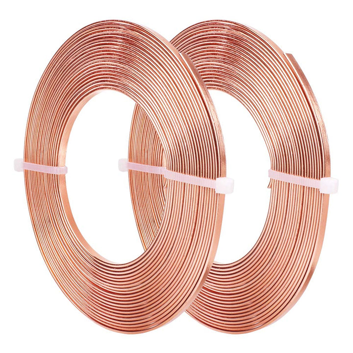 32 Feet 2 Rolls 3mm Wide Flat Jewelry Craft Wire 18 Gauge Aluminum Wire for Bezel, Sculpting, Armature, Jewelry Making - Copper