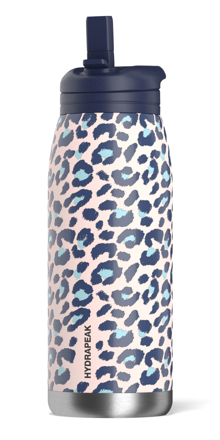 Artisan 32oz Insulated Water Bottles with Straw Lids | Leak-Proof and Vacuum Insulated, Double Walled Stainless Steel Water Bottles Featuring Chic and Stylish Designs (Pink Leopard)