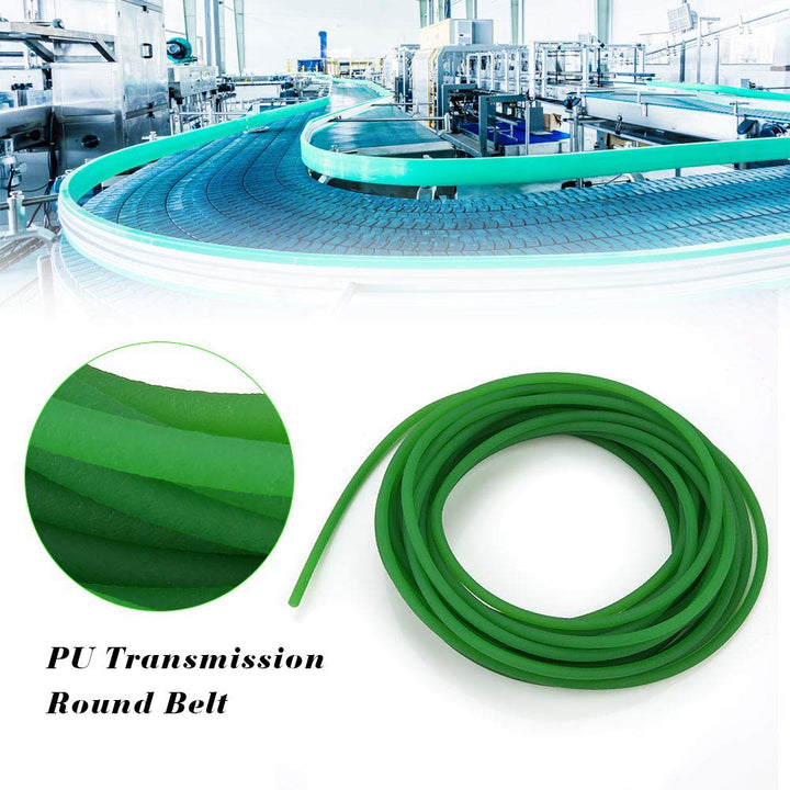 Beduan PU Transmission Round Belt 6mm OD High-Performance Urethane Belting Green for Conveyor Bonding Machine Dryer 10Ft