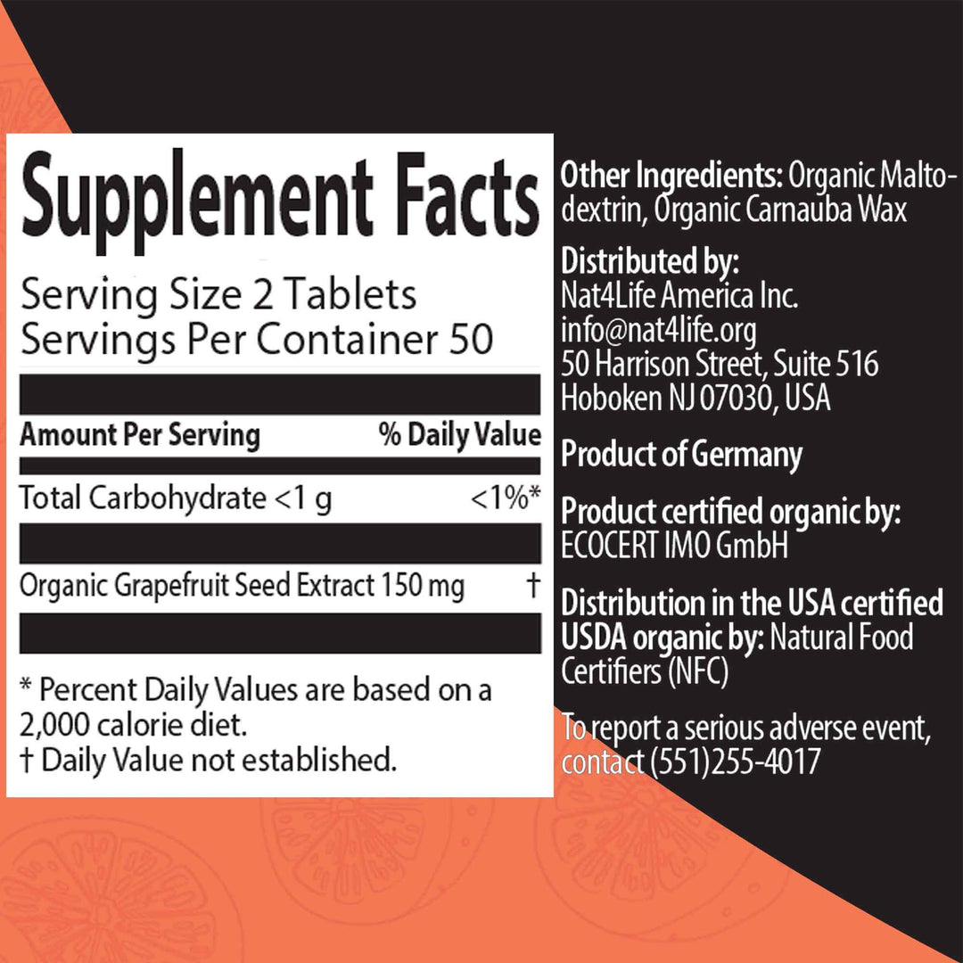 naturity Organic Grapefruit Seed Extract Tablets (150mg Organic Grapefruit Seed Extract Per Serving) - Non-GMO Grapefruit Supplement, 100 Tablets - 1 Pack