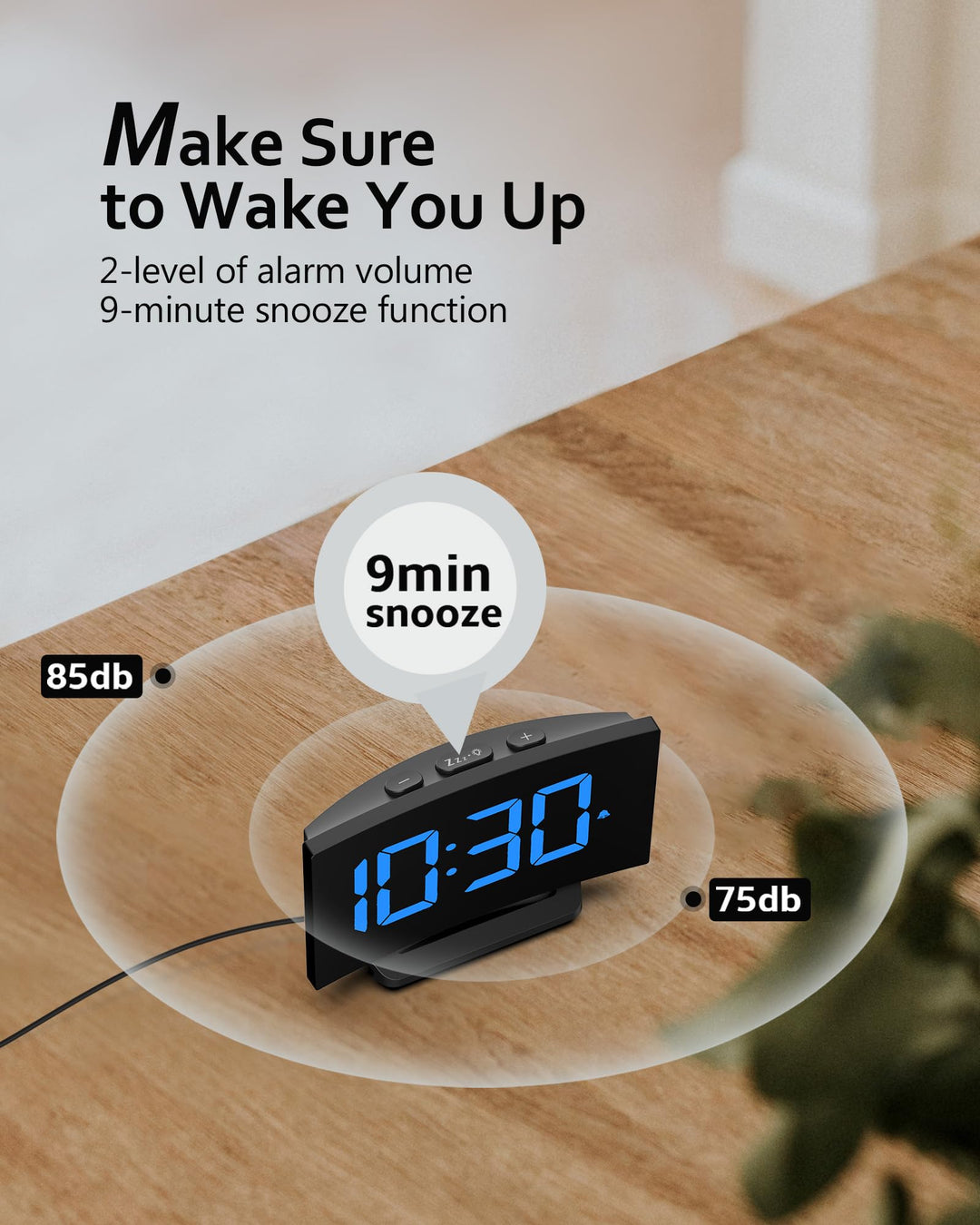 GOLOZA Digital Alarm Clock for Bedrooms, Digital Clock 