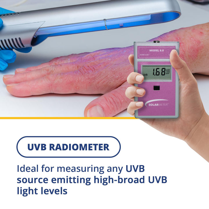 Model 6.0 Standard UVB Meter, Digital UV Radiometer, Portable UV Meter for UV Lamp Testing &amp; More, Effective UVB Light Meter, Measures 280-320 nm, from 0-199.9 mW/cm² UVB, Pink