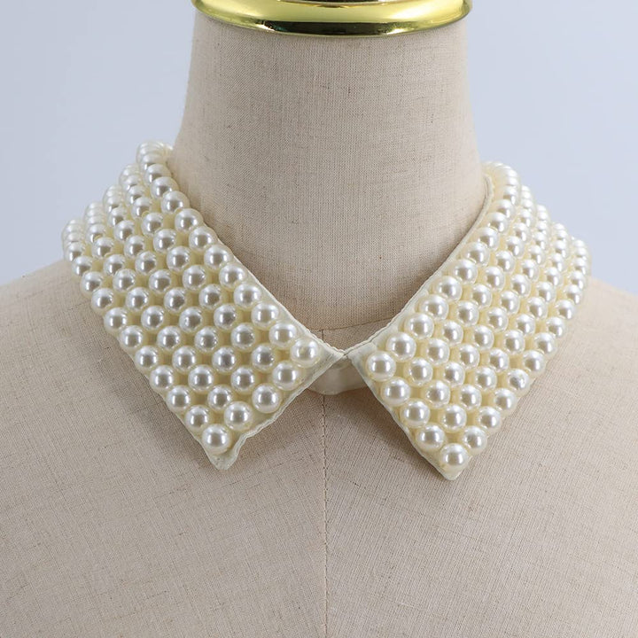 Zthread Vintage Beaded Collar Necklace Handmade Faux Pe