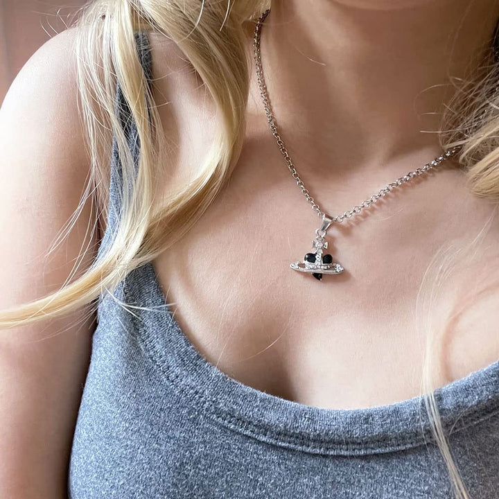 9 PCS Grunge Necklace Set Goth Cross Saturn Thorns Gothic Angel Heart Wing Chain Choker Necklace for Women Teen Girls