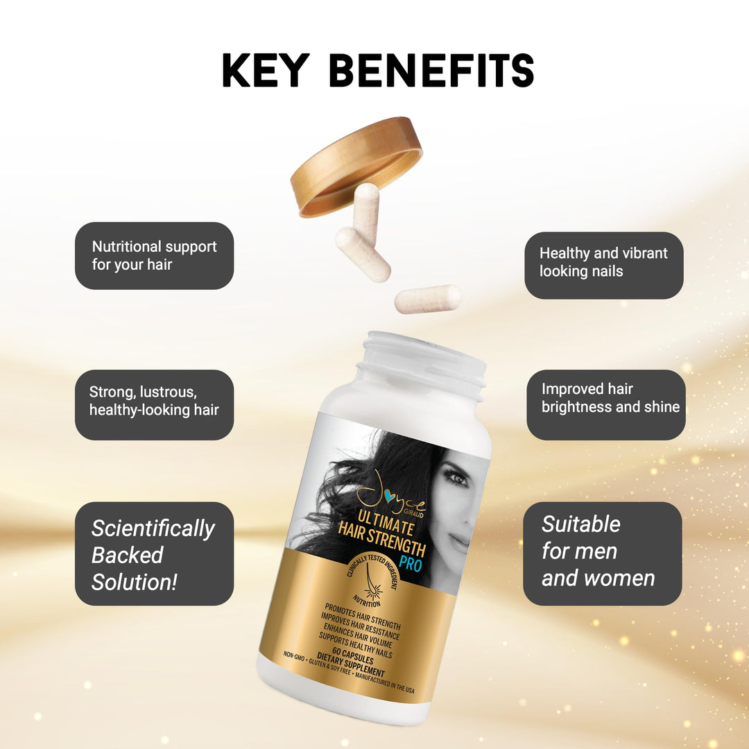 Joyce Giraud Ultimate Hair Strength Supplements 30-Day Supply, Scientifically Formulated to Reduce Hair Loss, 60 Capsules