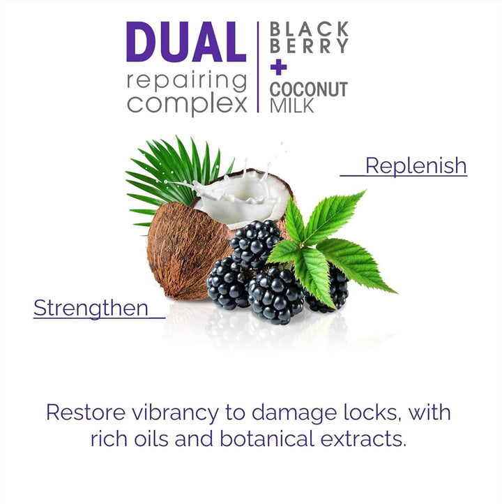 2chic Ultra-Repairing Conditioner - For Damaged, Over-Processed Hair, Helps Restore Hair&#39;s Natural Elasticity, Blackberry &amp; Coconut Milk, Argan, Keratin, Shea Butter - 8.25 oz. Each