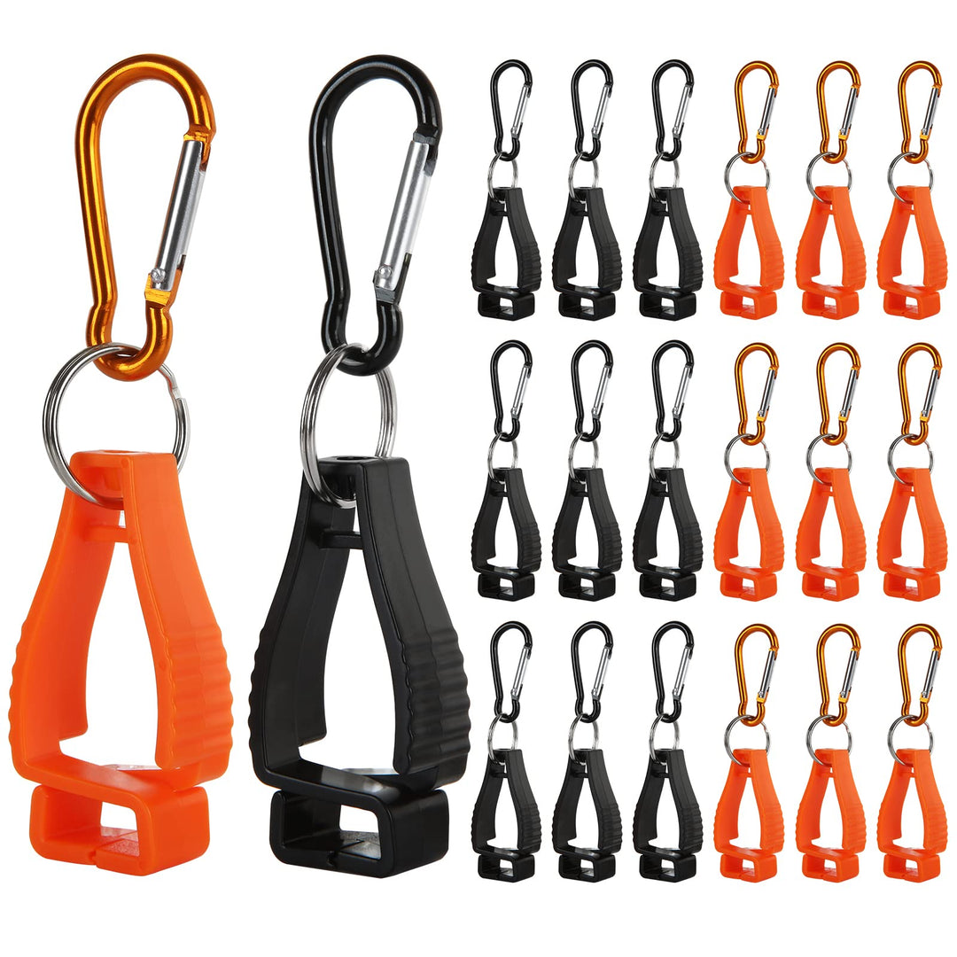 20PCS Glove Clips for Work, Glove Holder Clip Work Safety Clip for Construction Guard Labor, Glove Grabber Glove Keeper Belt Glasses Helmets Hanger Clamp Catcher (10PCS Black, 10PCS Orange)