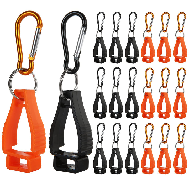 20PCS Glove Clips for Work, Glove Holder Clip Work Safety Clip for Construction Guard Labor, Glove Grabber Glove Keeper Belt Glasses Helmets Hanger Clamp Catcher (10PCS Black, 10PCS Orange)