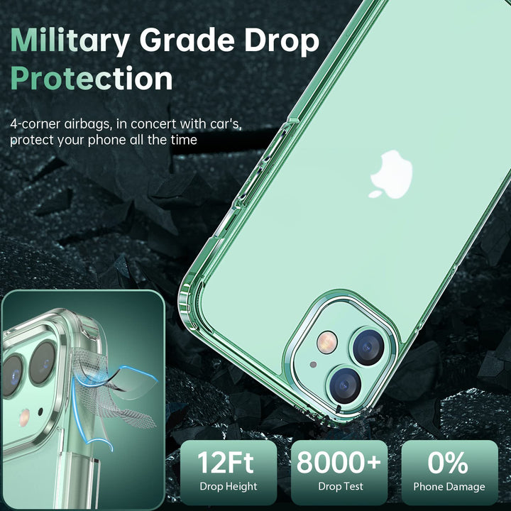 [5-in-1 for iPhone 11 Case, with 2 Pcs 9H Tempered Glass Screen Protector + 2 Lens Protector, Matte-Finish, Shockproof Dropproof, Anti-Scratch Phone Case Cover Kit for iPhone 11, Clear