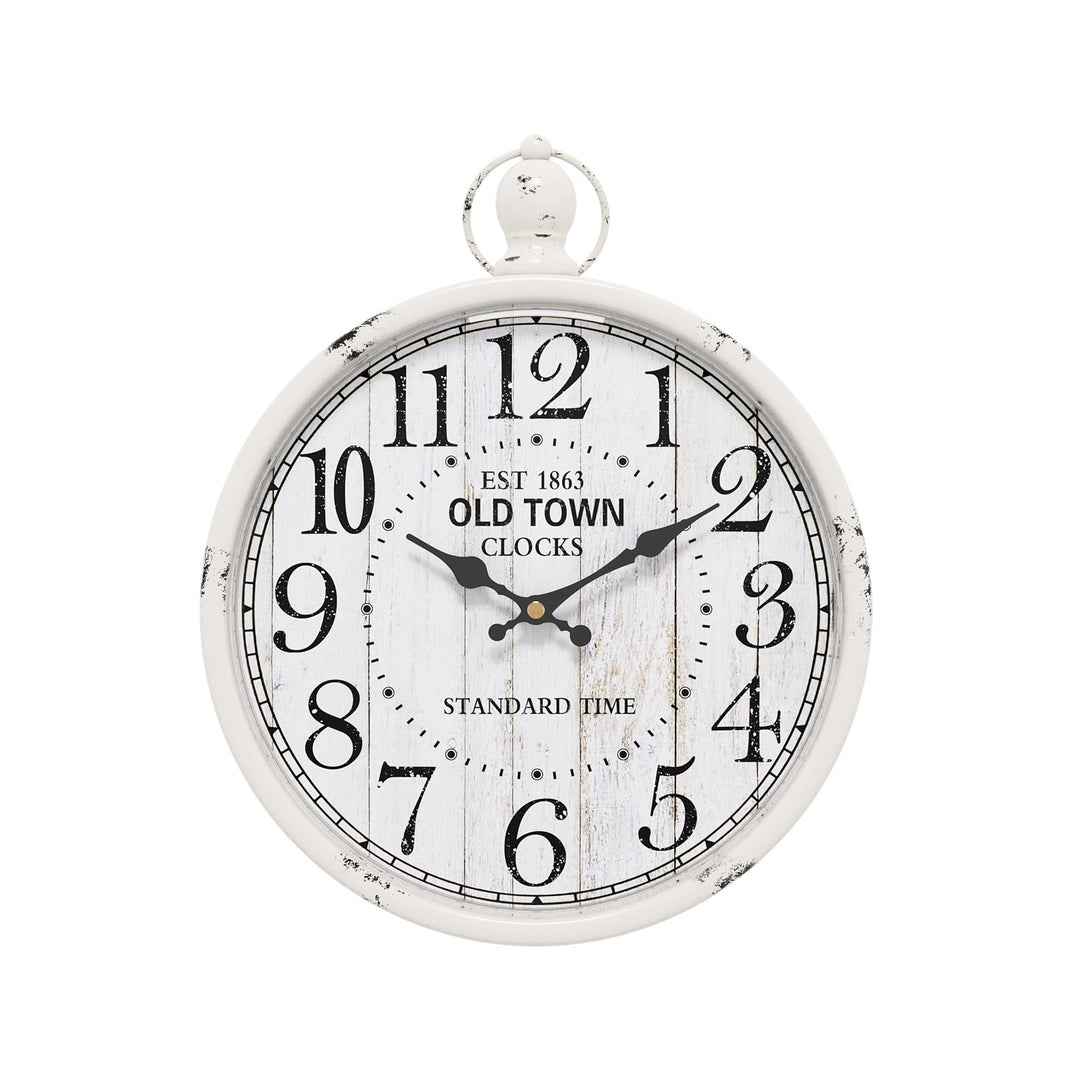 Menterry Retro Round Wall Clock. White Vintage Antique 