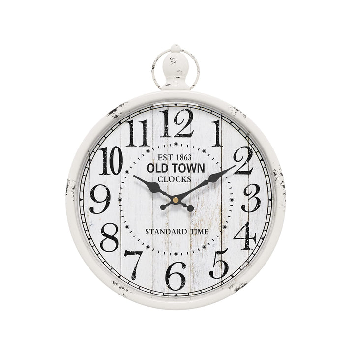 Menterry Retro Round Wall Clock. White Vintage Antique 