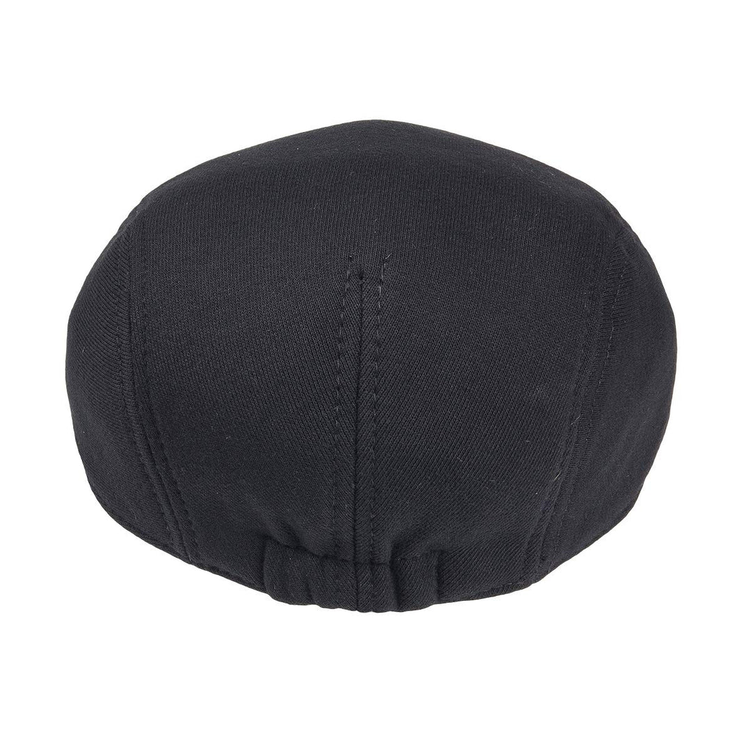 Men Cotton Newsboy Cap Soft Fit Cabbie Hat (Black)