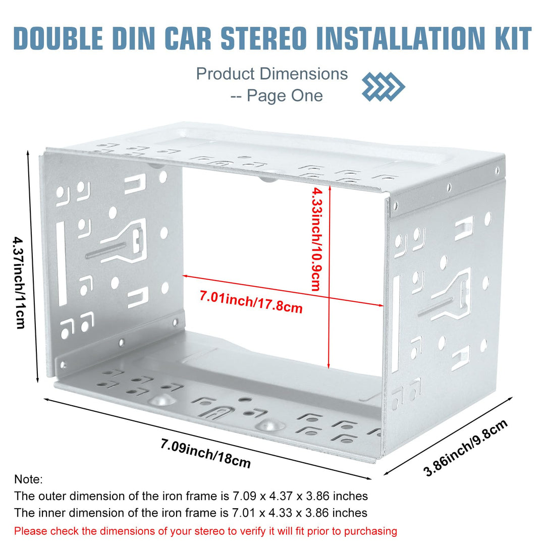 Double Din Installation Kit, Universal Double DIN Installation Cage Kit Slot Metal Car Stereo Radio Mounting Frame, Compatible for Passat/MK3/Jetta Panel Frame
