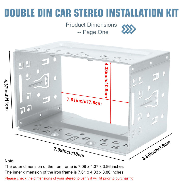 Double Din Installation Kit, Universal Double DIN Installation Cage Kit Slot Metal Car Stereo Radio Mounting Frame, Compatible for Passat/MK3/Jetta Panel Frame