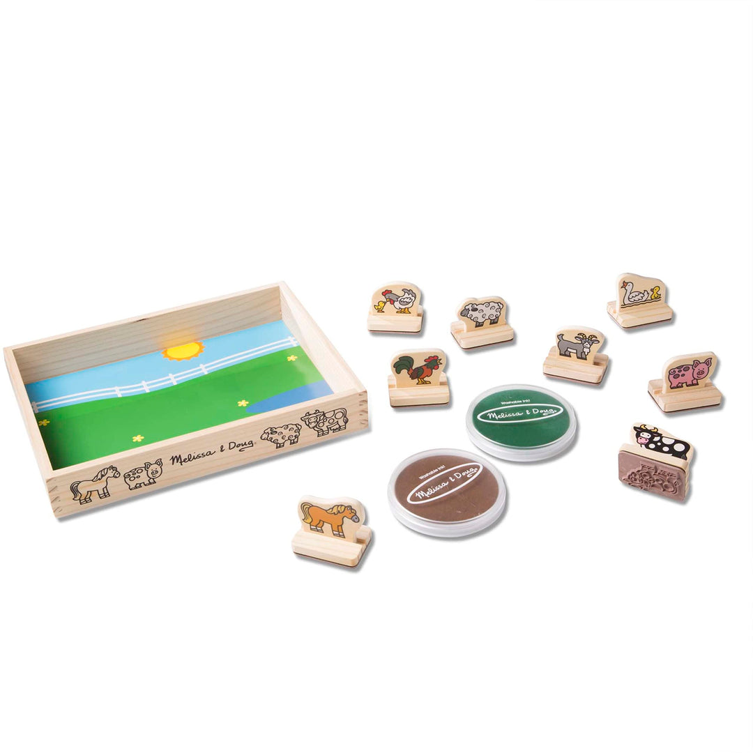 Melissa &amp; Doug My First Wooden Stamp Set - Farm Animals - Art Projects, With Washable Ink, Farm Themed Wooden Stamps For Kids Ages 4+
