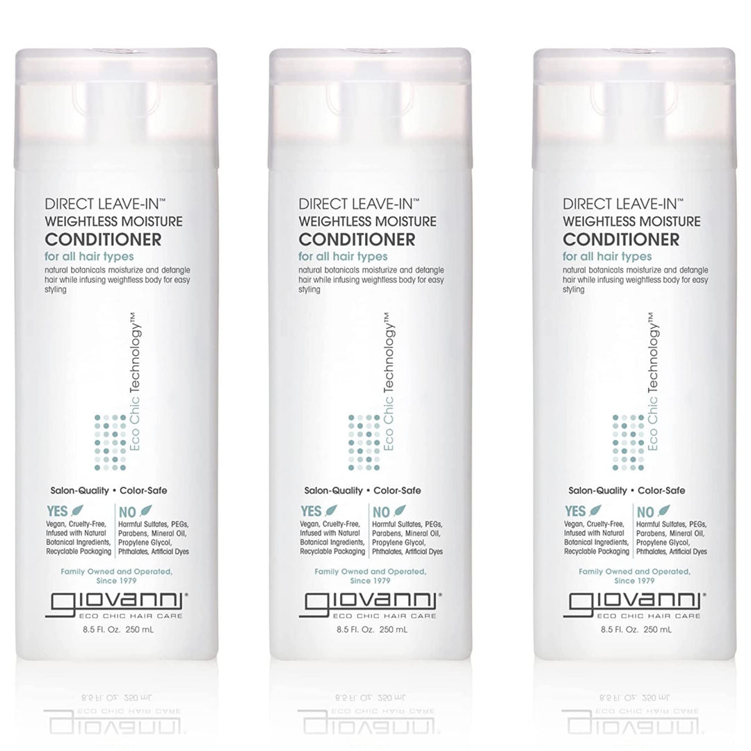 Direct Leave-In Weightless Moisture Conditioner - Co Wash, Great for Curls &amp; Wavy Hair, Wash &amp; Go, Salon Quality, No Parabens, Infused with Natural Botanical Ingredients - 8.5 oz, (3 Pack)