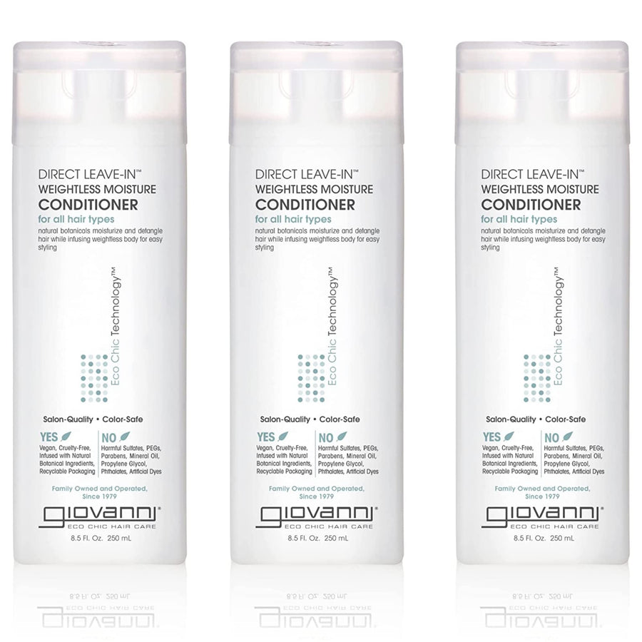 Direct Leave-In Weightless Moisture Conditioner - Co Wash, Great for Curls & Wavy Hair, Wash & Go, Salon Quality, No Parabens, Infused with Natural Botanical Ingredients - 8.5 oz, (3 Pack)