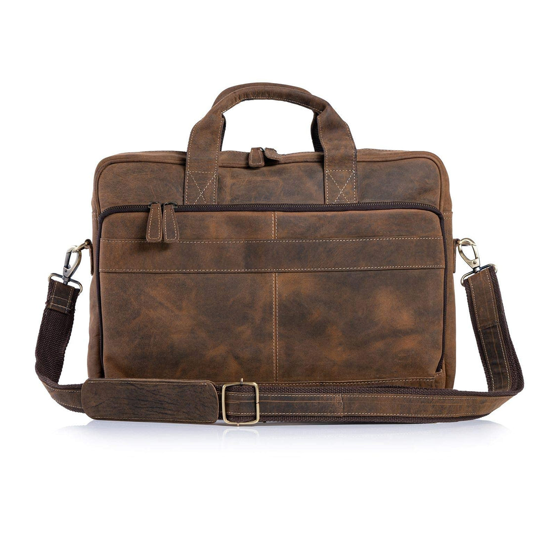 16 Inch Leather briefcases Laptop Messenger Bags for Men and Women Best Office Satchel Bag (Distressed Tan)