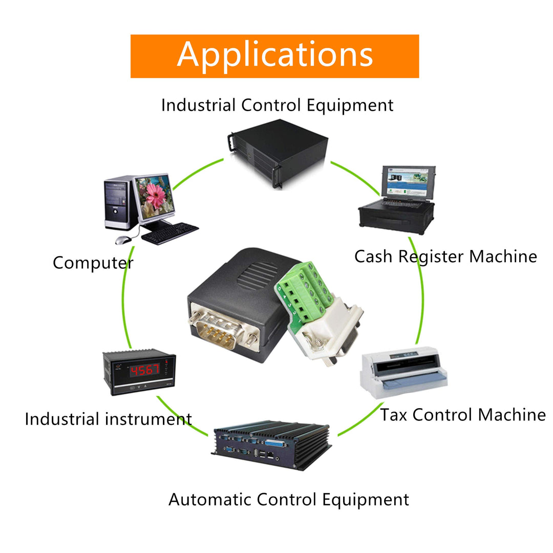 Connector DB9 RS232 D-SUB Female Adapter Serial 9 Pin Port DB9 COB Breakout Terminal Connector Signal Module with Case (Female with Screw)
