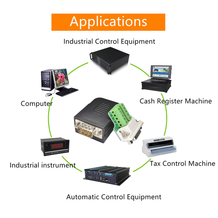Connector DB9 RS232 D-SUB Female Adapter Serial 9 Pin Port DB9 COB Breakout Terminal Connector Signal Module with Case (Female with Screw)
