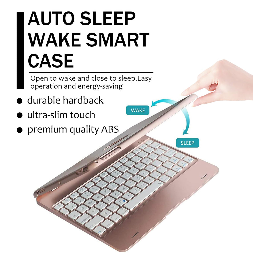 iPad Keyboard Case for iPad Pro 9.7 inch, 2018 iPad 6th Gen, 2017 iPad 5th Gen, iPad Air 2 &amp; 1 case with Keyboard, 130° Smart Folio Hard Back Cover, Ultra Slim, Auto Wake and Sleep - Rose Gold