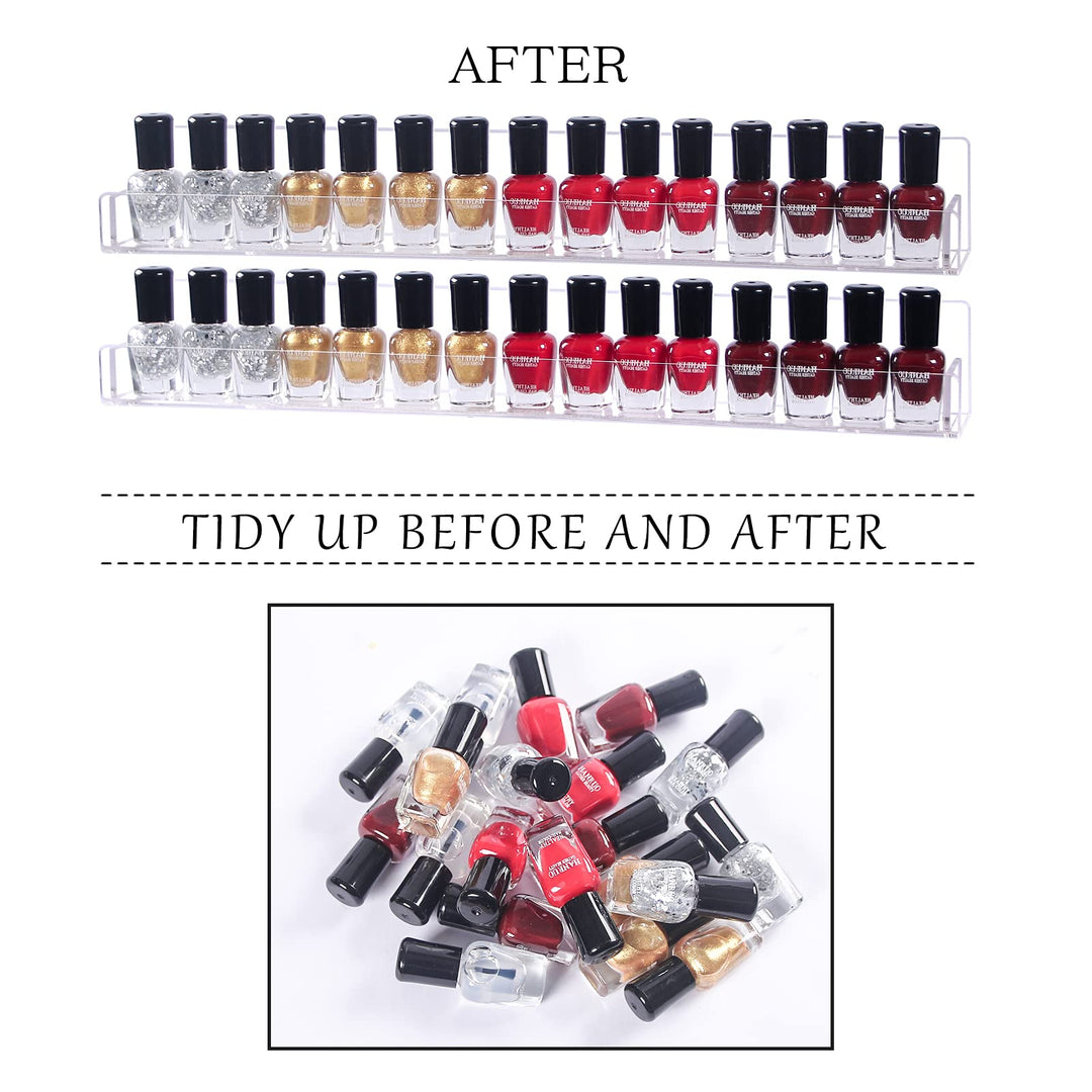 6Pcs/Set Acrylic Nail Polish Rack Wall Mounted,Lipstick Essential Oil Bottle Holder Organizer,Nail Paint Display Stand Shelf for Storage