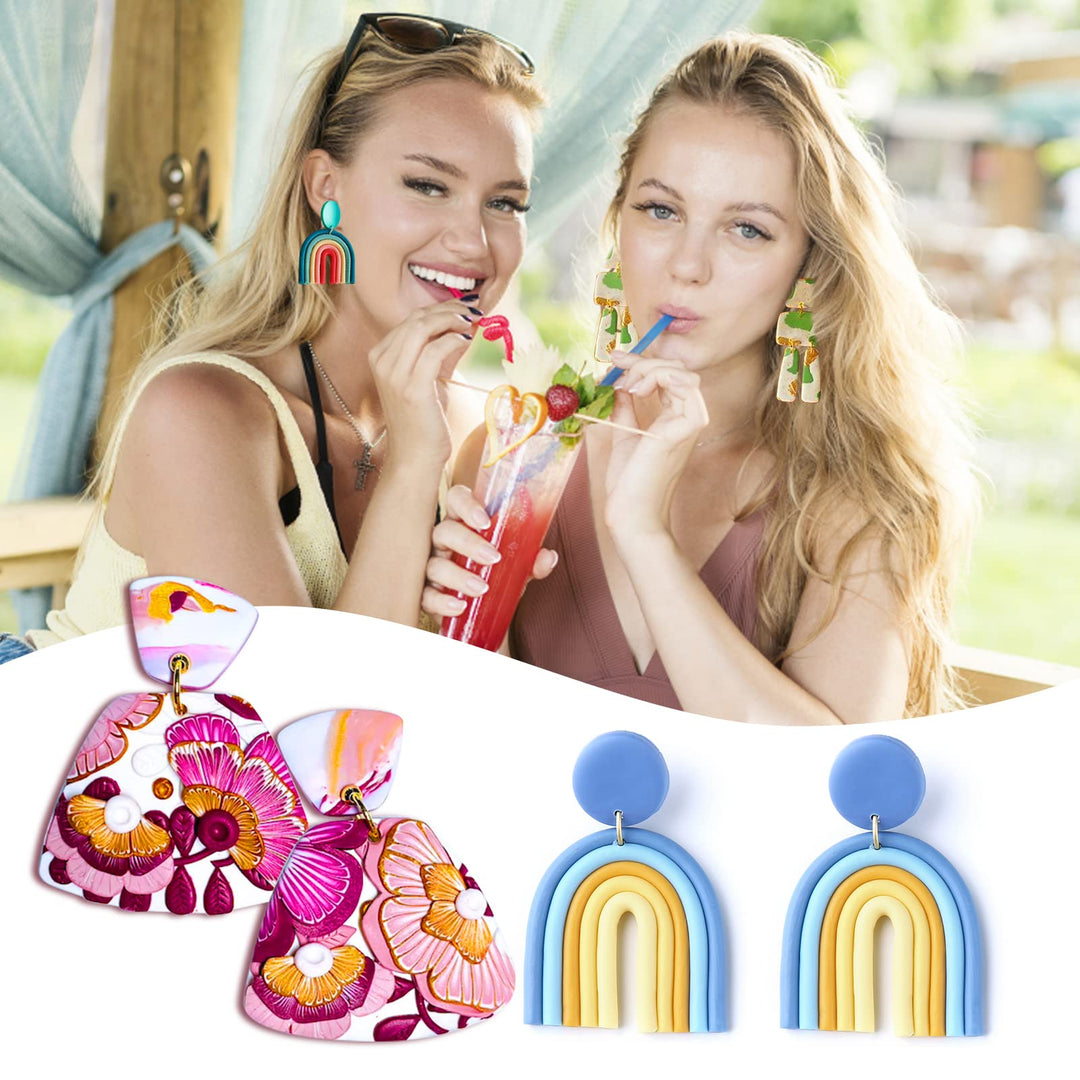 Polymer Clay Cutters, 118Pcs Clay Earring Cutters Kit, 18 Shapes Plastic Clay Cutters for Polymer Clay Jewelry Making with Earring Cards, Earring Hooks, Jump Rings