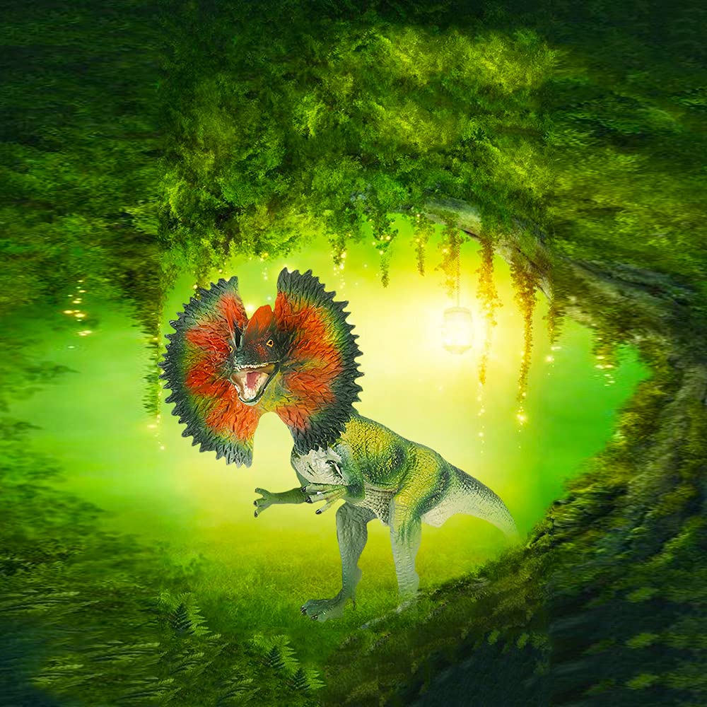 7 Inch Savage Dilophosaurus Solid Dinosaur Figurine Dilophosaurus Figure with Moveable Mouth